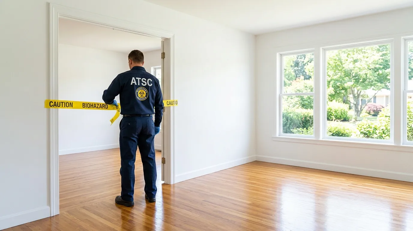 Certified biohazard cleanup crew performing Crime Scene Cleanup in Woodrow